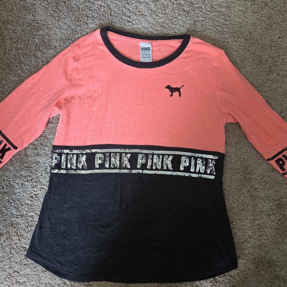 PINK Victoria's Secret Shirt - Coral and Black